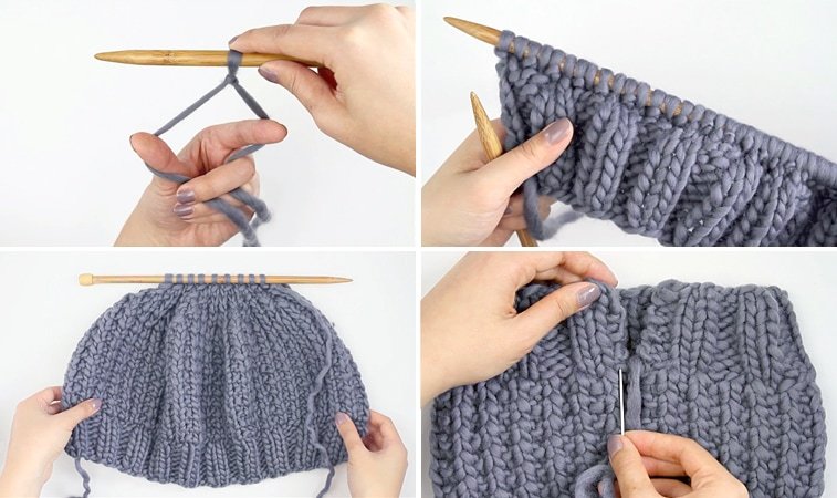 Chunky hat knitting pattern tutorial
