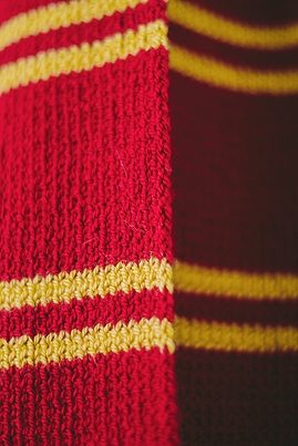 Knitted Extra Long Burgundy Black and Yellow Scarf Striped Scarf