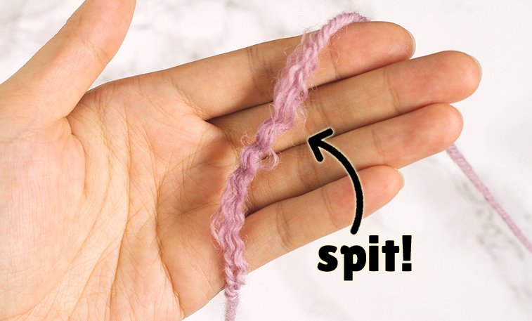 yarn that is being joined together with spit