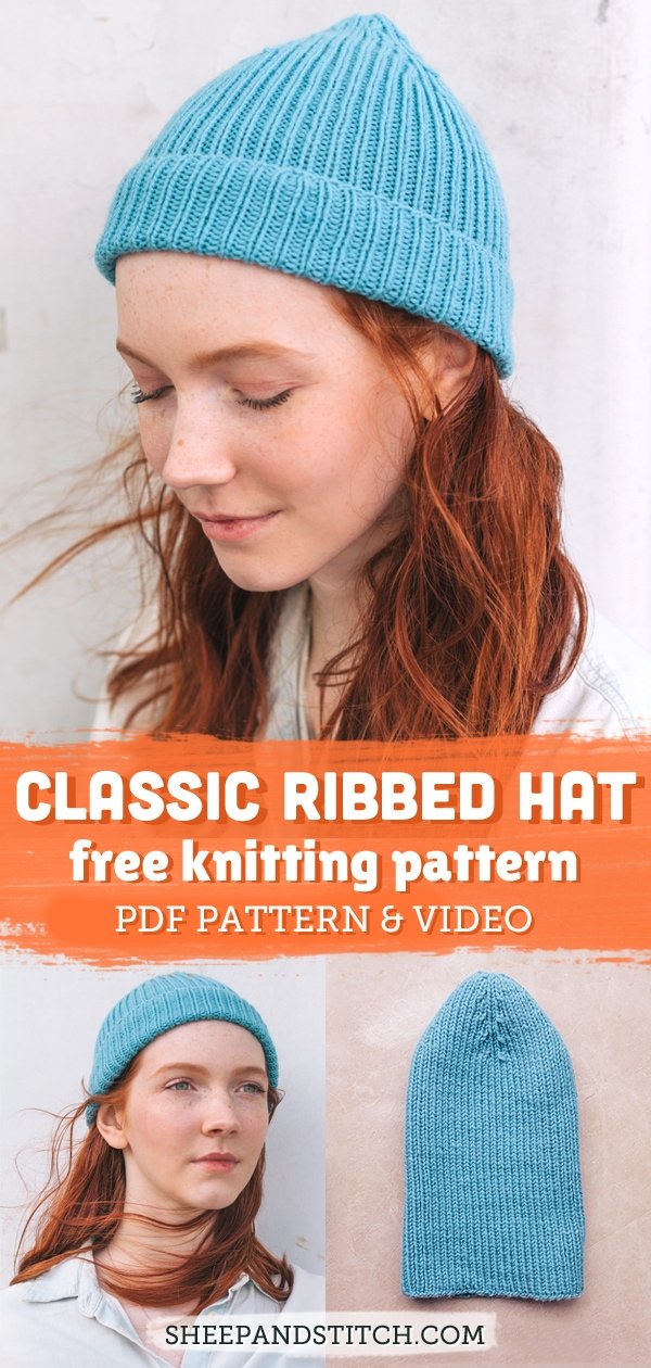rib hat knitting pattern pinterest