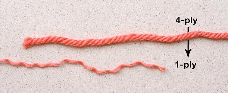 Untwisting yarn to a one-ply