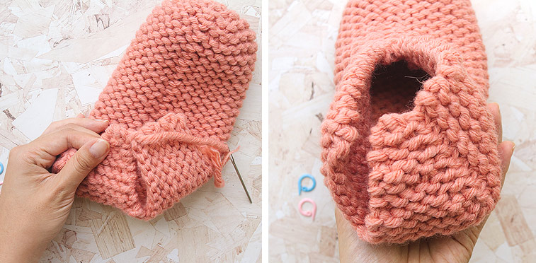 how to knit a slipper step by step