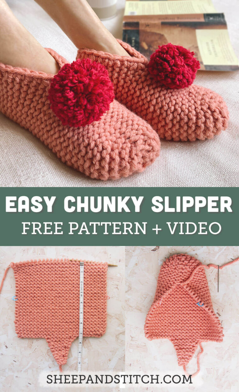 Chunky Slipper Pattern (Free Knitting Pattern and Video) - Sheep and Stitch