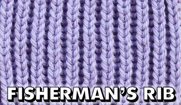 close up of fishermans rib knit stitch